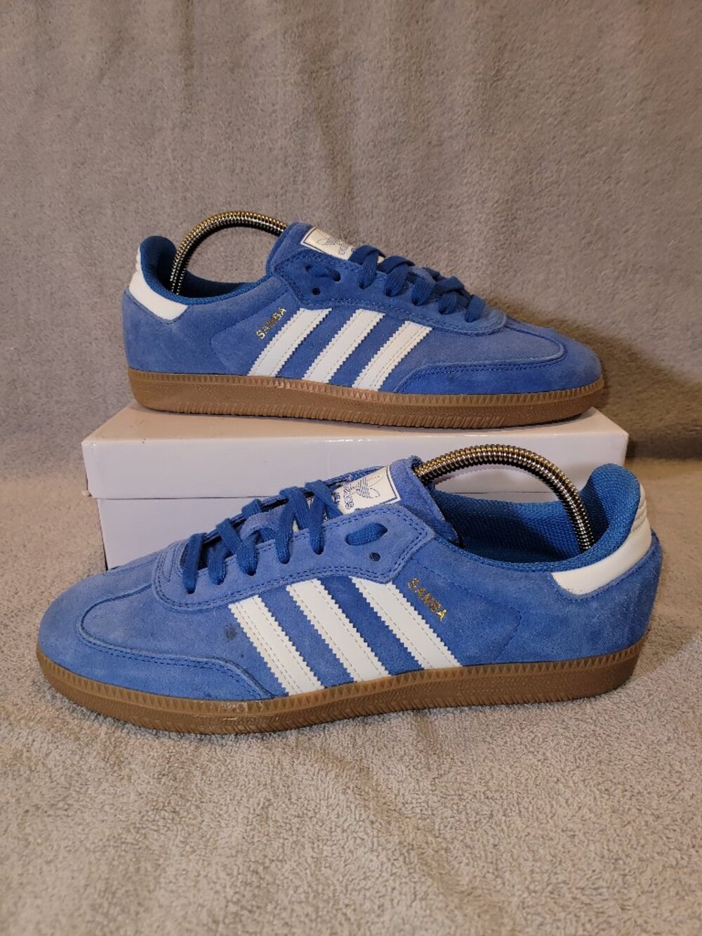 Adidas Samba OG ADV Bird Blue/Cloud White/Tan Gum Men's Size 9 Sneakers JP5719